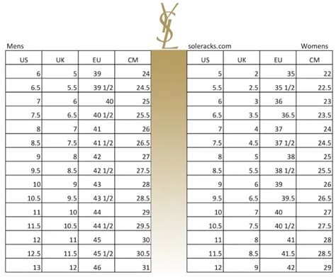 saint laurent shoes size chart.